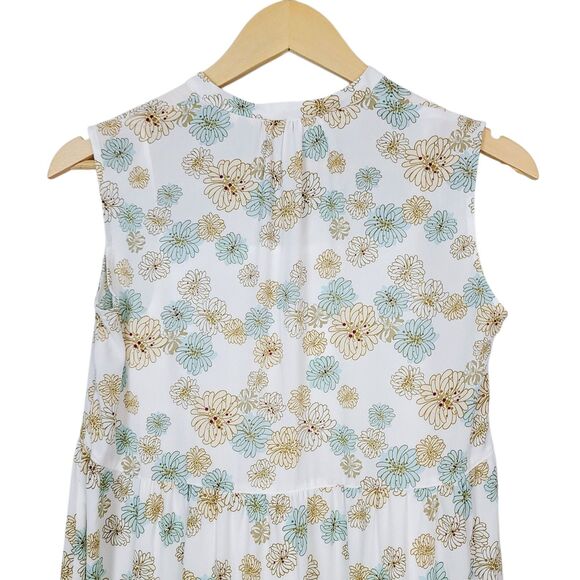 Paul & Joe Dress 2XS Green Yellow Floral Sleeveless Tiered A-Line V- Neck Maxi - Picture 5 of 13